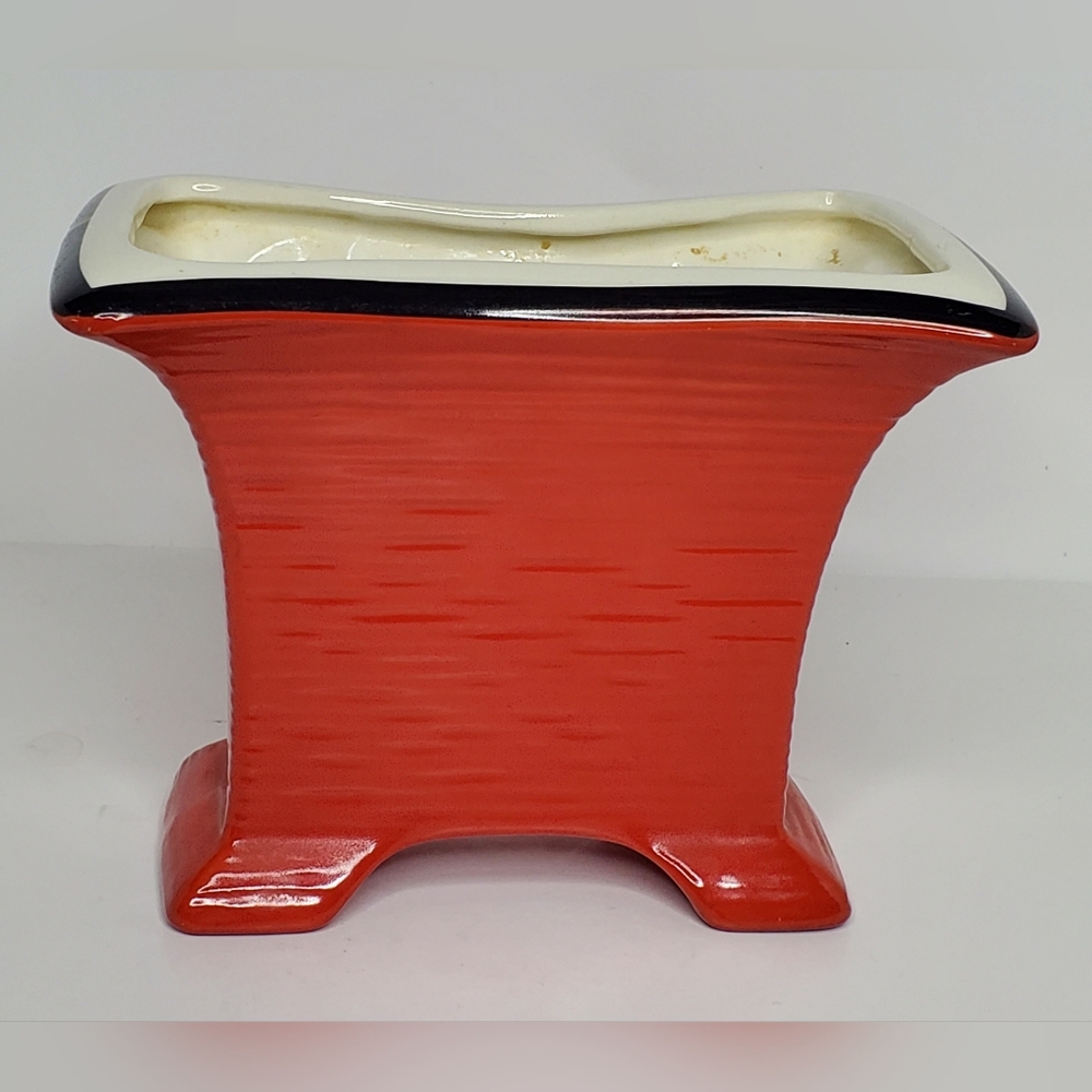 Vintage MCM Red Glazed, Ceramic, Modernist Indoor Planter Vase
